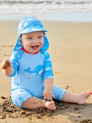JoJo Maman Bébé Blue Whale UPF 50 Sun Protection Hat - Image 3 of 3