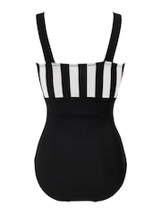 Pour Moi Black/White Palm Springs Colour Block Tummy Control Swimsuit - Image 2 of 5