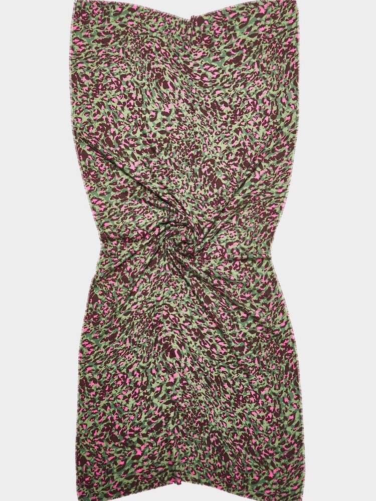 Oliver Bonas Green/Pink Super Soft Pop Animal Print Scarf - Image 2 of 4 Oliver Bonas Green/Pink Super Soft Pop Animal Print Scarf - Image 2 of 4