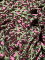 Oliver Bonas Green/Pink Super Soft Pop Animal Print Scarf - Image 3 of 4