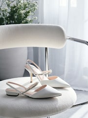 Ivory Forever Comfort Wedding Jewel Trim Slingback Bridal Shoes - Image 4 of 9