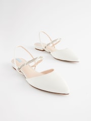 Ivory Forever Comfort Wedding Jewel Trim Slingback Bridal Shoes - Image 5 of 9