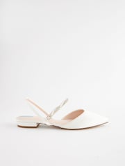Ivory Forever Comfort Wedding Jewel Trim Slingback Bridal Shoes - Image 6 of 9