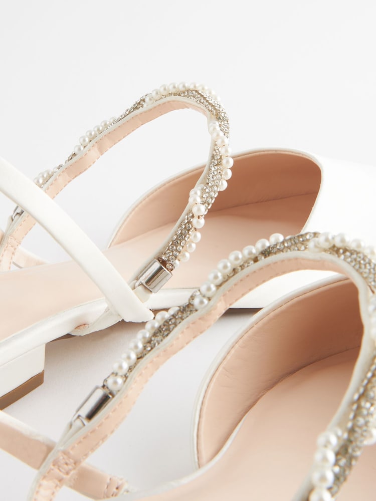 Ivory Forever Comfort Wedding Jewel Trim Slingback Bridal Shoes - Image 9 of 9