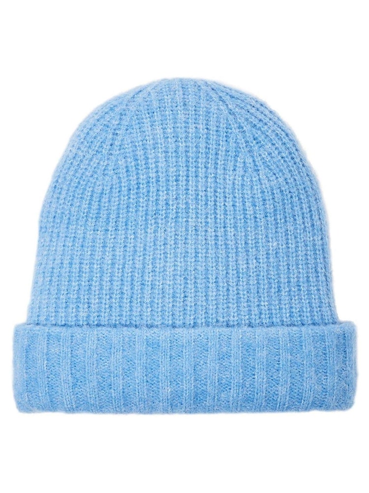 Oliver Bonas Blue Rib Knitted Beanie Hat - Image 1 of 3