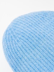 Oliver Bonas Blue Rib Knitted Beanie Hat - Image 3 of 3