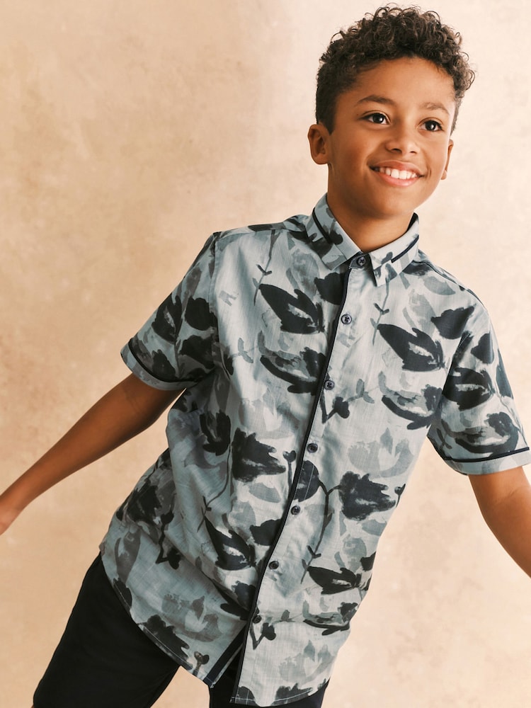 Blue Floral Print Shirt (3-16yrs) - Image 1 of 6