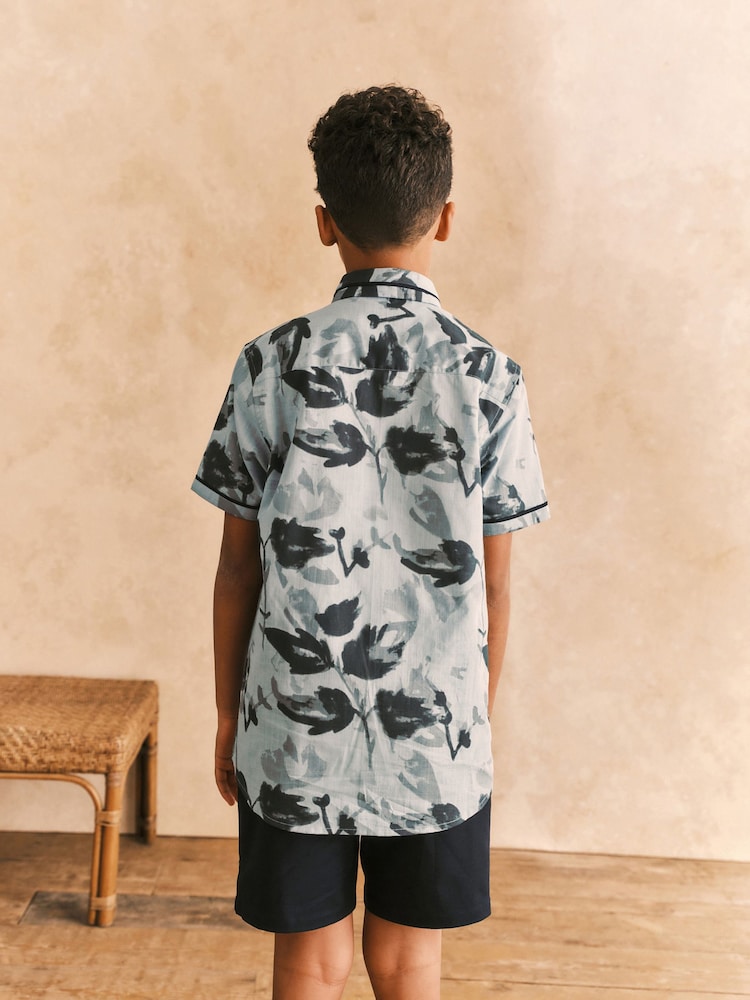 Blue Floral Print Shirt (3-16yrs) - Image 2 of 6