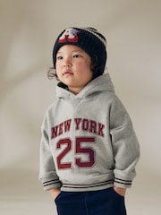 Grey/Burgandy Varsity Jersey Hoodie (3mths-7yrs) - Image 1 of 7