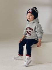 Grey/Burgandy Varsity Jersey Hoodie (3mths-7yrs) - Image 2 of 7