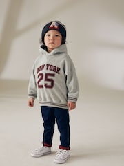 Grey/Burgandy Varsity Jersey Hoodie (3mths-7yrs) - Image 3 of 7