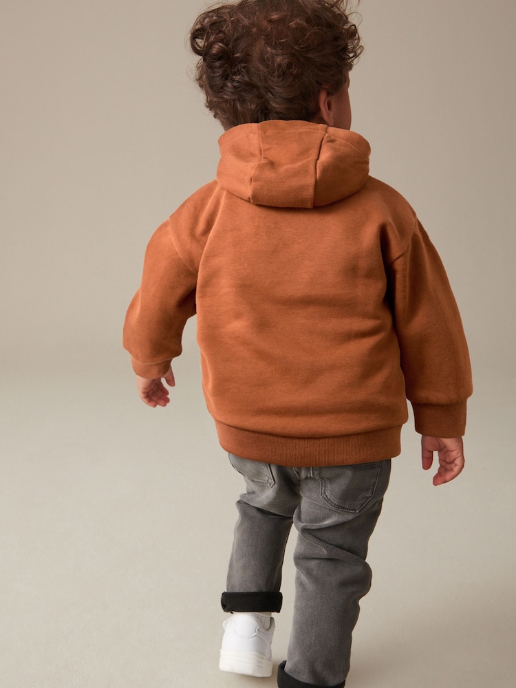 Rust Brown Dinosaur Embroidered Placement Hoodie (3mths-7yrs) - Image 2 of 7 Rust Brown Dinosaur Embroidered Placement Hoodie (3mths-7yrs) - Image 2 of 7