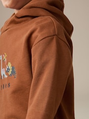 Rust Brown Dinosaur Embroidered Placement Hoodie (3mths-7yrs) - Image 4 of 7