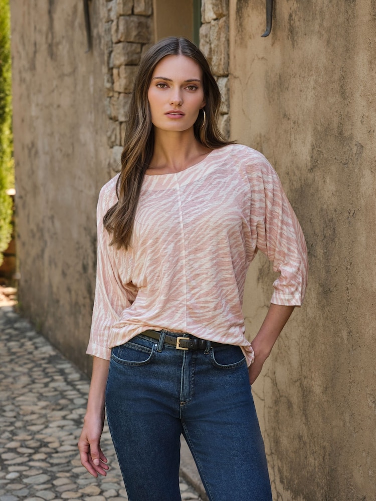 Pure Collection Cream Linen Sleeve Top - Image 1 of 3