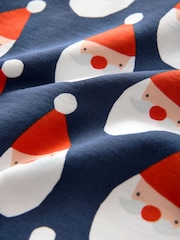 Navy Blue Santa All Over Print Christmas Crew Neck 100% Cotton Sweatshirt (3mths-7yrs) - Image 8 of 8