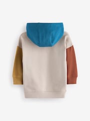 Stone/Green/Blue Dinosaur Colourblock Character 100% Cotton Hoodie (3mths-7yrs) - Image 2 of 3