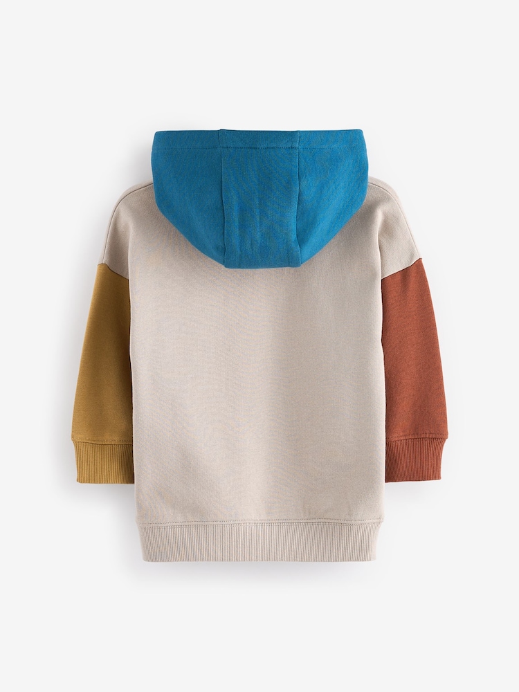 Stone/Green/Blue Dinosaur Colourblock Character 100% Cotton Hoodie (3mths-7yrs) - Image 2 of 3