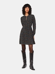 Whistles Scattered Hearts Flippy Black Dress - Image 1 of 5
