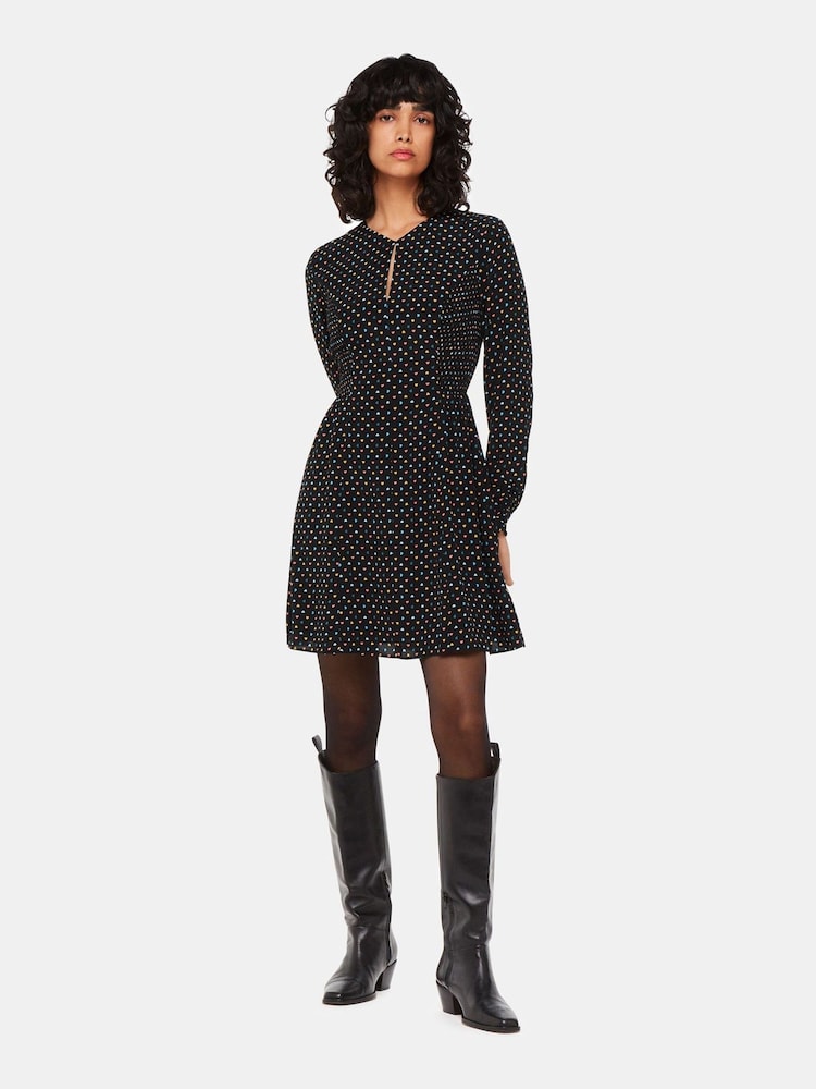 Whistles Scattered Hearts Flippy Black Dress - Image 1 of 5
