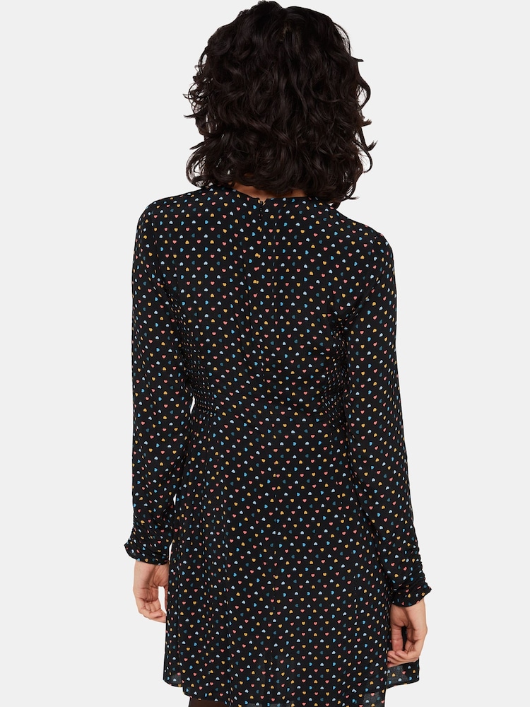 Whistles Scattered Hearts Flippy Black Dress - Image 2 of 5