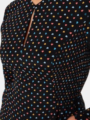 Whistles Scattered Hearts Flippy Black Dress - Image 3 of 5