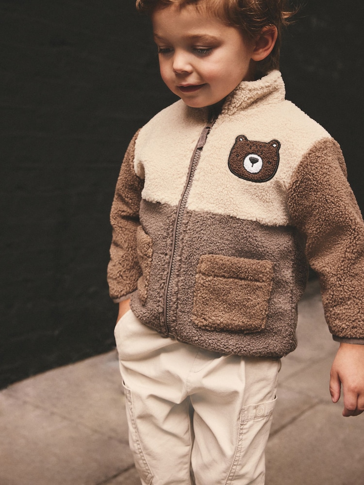 Brown Colourblock Fleece Zip Through Jacket (3mths-7yrs) - Image 1 of 8