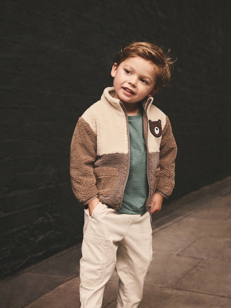 Brown Colourblock Fleece Zip Through Jacket (3mths-7yrs) - Image 2 of 8
