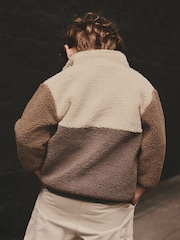 Brown Colourblock Fleece Zip Through Jacket (3mths-7yrs) - Image 3 of 8