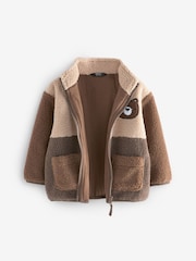 Brown Colourblock Fleece Zip Through Jacket (3mths-7yrs) - Image 7 of 8