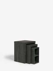 Black Bronx Oak Effect Rectangle Set of 3 Nest of Tables - Image 5 of 8