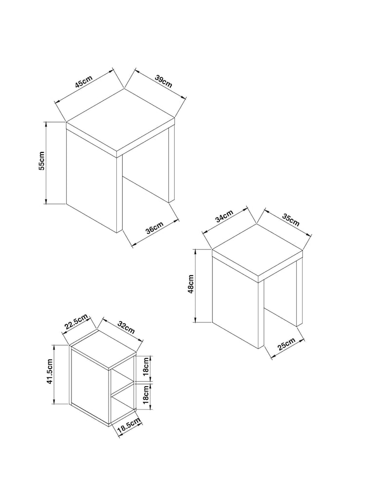 Black Bronx Oak Effect Rectangle Set of 3 Nest of Tables - Image 8 of 8