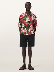 AllSaints Red Hokkaido Short Sleeve Shirt - Image 2 of 6
