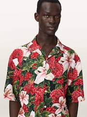 AllSaints Red Hokkaido Short Sleeve Shirt - Image 3 of 6