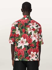 AllSaints Red Hokkaido Short Sleeve Shirt - Image 4 of 6