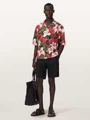 AllSaints Red Hokkaido Short Sleeve Shirt - Image 5 of 6