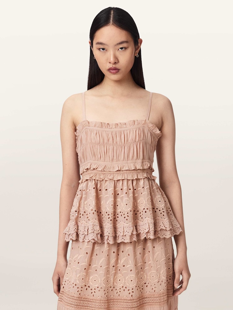 AllSaints Pink Camille Top - Image 1 of 6