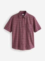 Mauve Purple Seersucker Short Sleeve 100% Cotton Shirt - Image 1 of 1