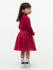 Tommy Hilfiger Red Polka Dot Tulle Fit And Flare Dress - Image 4 of 6