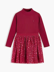 Tommy Hilfiger Red Polka Dot Tulle Fit And Flare Dress - Image 5 of 6