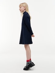 Tommy Hilfiger Blue Essential Ribbed Mock Neck Skater Dress - Image 3 of 6
