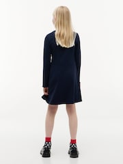 Tommy Hilfiger Blue Essential Ribbed Mock Neck Skater Dress - Image 4 of 6
