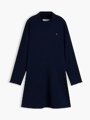Tommy Hilfiger Blue Essential Ribbed Mock Neck Skater Dress - Image 5 of 6