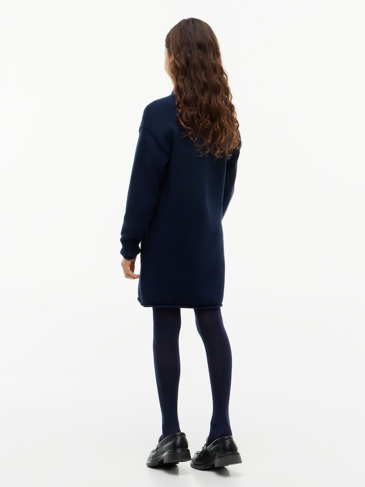 Tommy Hilfiger Blue Intarsia Logo Relaxed Jumper Dress - Image 2 of 4 Tommy Hilfiger Blue Intarsia Logo Relaxed Jumper Dress - Image 2 of 4