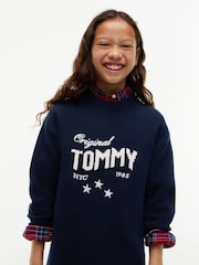 Tommy Hilfiger Blue Intarsia Logo Relaxed Jumper Dress - Image 3 of 4