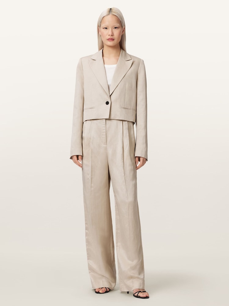 AllSaints Cream Helena Trousers - Image 2 of 7