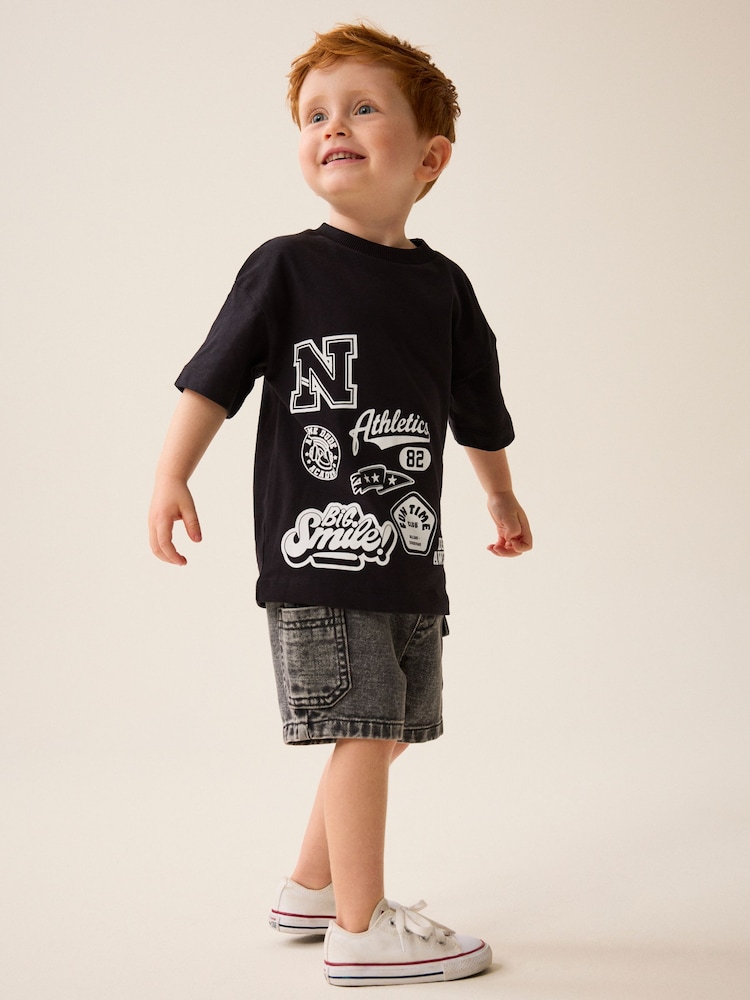 Black Badges 100% Cotton Short Sleeve Varsity T-Shirt (3mths-7yrs) - Image 2 of 7