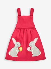 JoJo Maman Bébé Rose Pink Bunny Girls' 2-Piece Appliqué Pinafore Dress & Top Set - Image 2 of 6