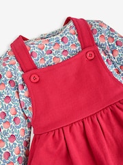 JoJo Maman Bébé Rose Pink Bunny Girls' 2-Piece Appliqué Pinafore Dress & Top Set - Image 5 of 6