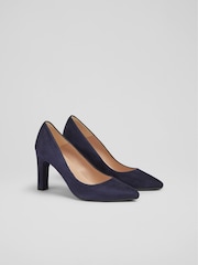 LK Bennett Blue Suede Tess Courts - Image 2 of 4