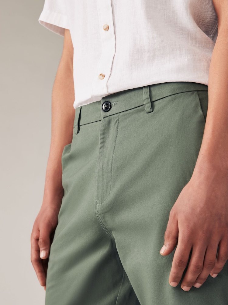 Khaki Green/Stone/Blue Straight Fit Stretch Chinos Shorts 3 Pack - Image 13 of 14